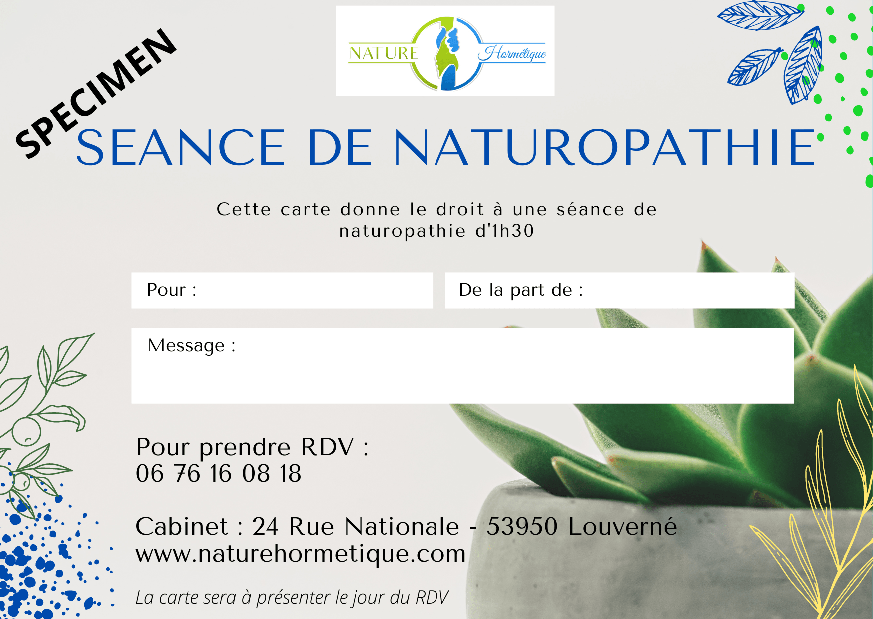 Carte cadeau naturopathie Laval