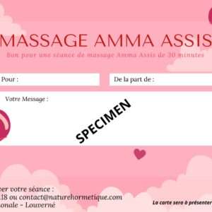 Carte cadeau Amma Assis Saint valentin Lydie Bosse naturopathe laval