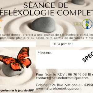 Carte cadeau seance de reflexologie complete specimen naturopathe laval